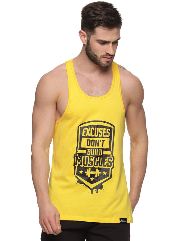 Yellow Excuses Don't Build Muscles Pastel Stringer