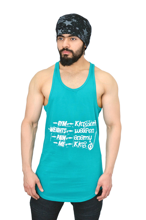 Caribbean Teal & White Spartan Quote Arc Stringer